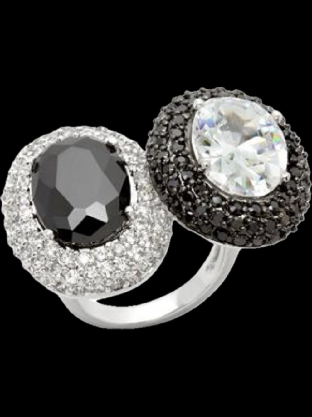 20ct HUGE Black White Micro Pave set Cz diamond Cocktail statement ladies Ring